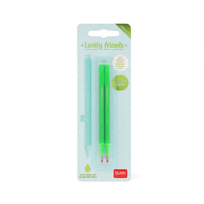 Legami Lovely Friends Neon Green Refills For Gel Pen Set Of 2