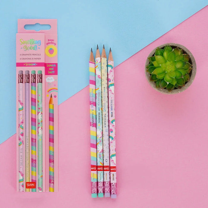 Legami Scented HB Graphite Smelling Good! Unicorn Pencils Set Of 4