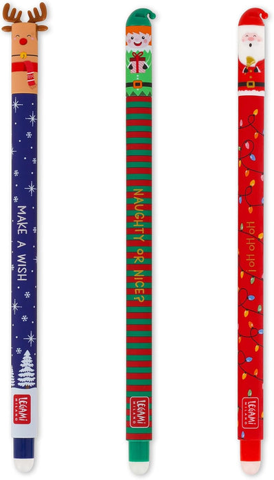 Legami Christmas Edition Set Of 3 Erasable Gel Pens