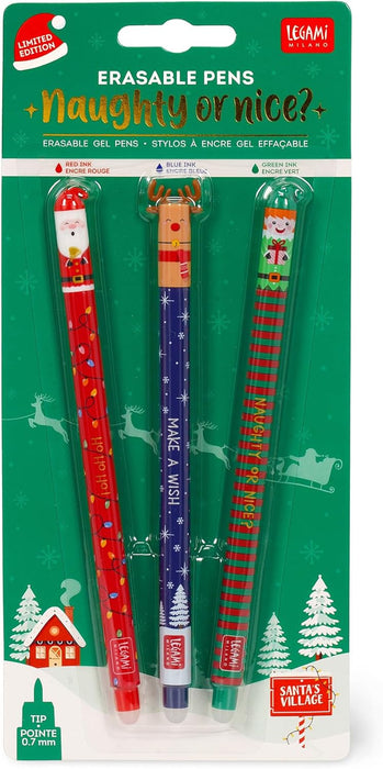 Legami Christmas Edition Set Of 3 Erasable Gel Pens