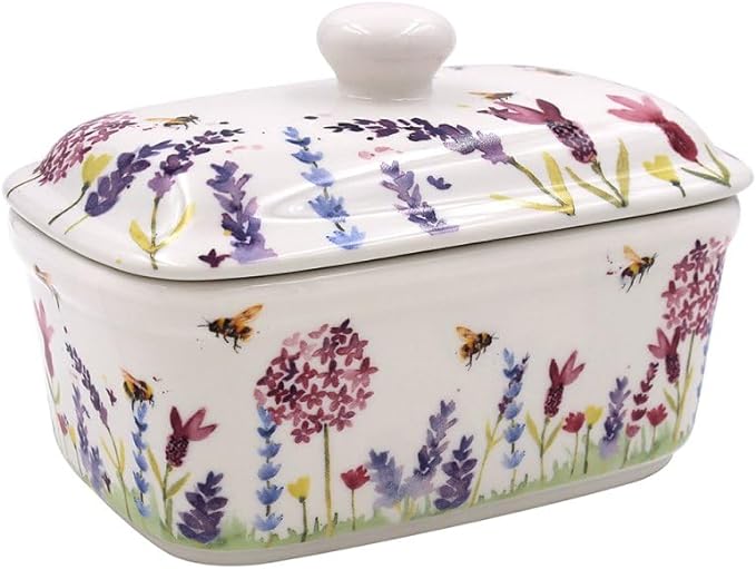 The Leonardo Collection Lavender & Bees Butter Dish