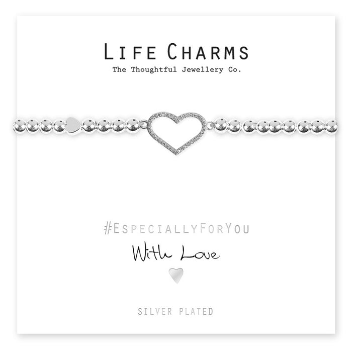 Life Charms Silver EFY Crystal Heart Bracelet