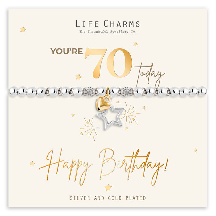 Life Charms Happy 70th Birthday Bracelet