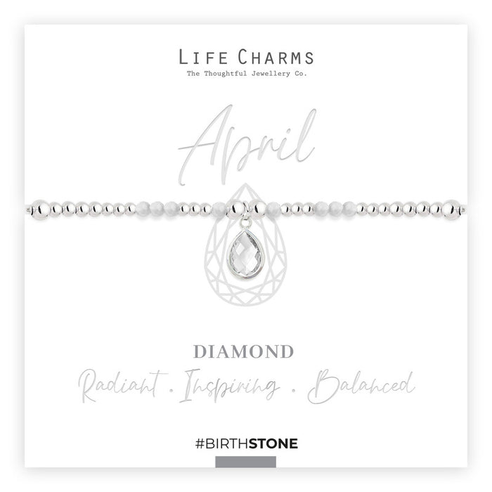 Life Charms Silver Birthstone April Bracelet