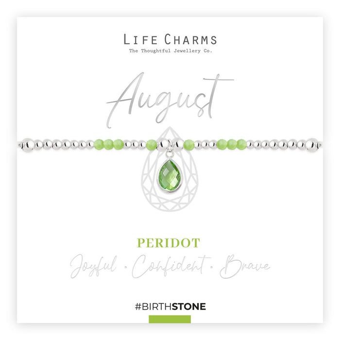 Life Charms Silver Birthstone August Bracelet