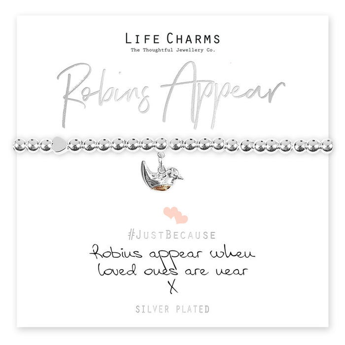 Life Charms Silver Robins Appear Bracelet