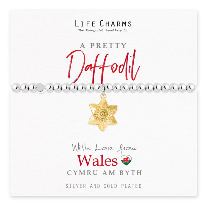 Life Charms Silver With Love From Wales Daffodil Bracelet