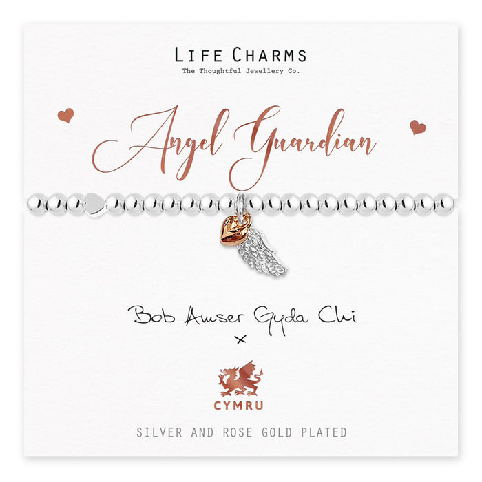 Life Charms Silver Welsh Angel Guardian (Guardian Angel) Bracelet
