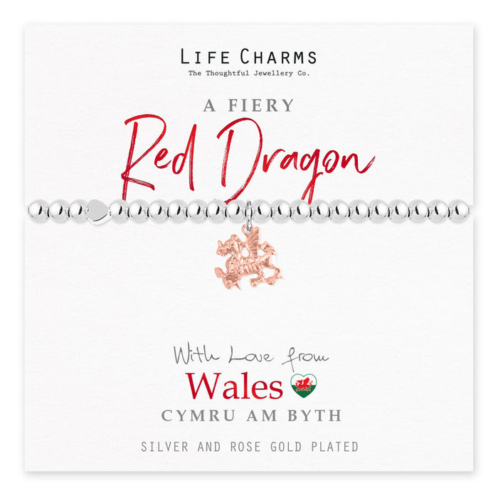 Life Charms Silver With Love From Wales Red Dragon Bracelet