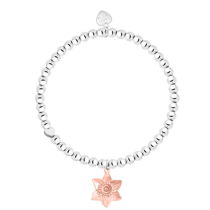 Life Charms Silver With Love From Wales Rose Gold Daffodil Bracelet