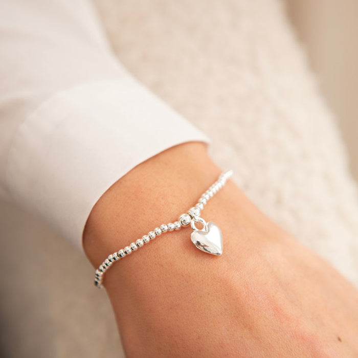 Life Charms Polished Silver Puffed Heart Bracelet