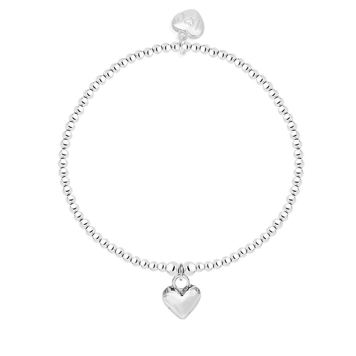 Life Charms Polished Silver Puffed Heart Bracelet