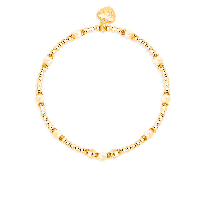 Life Charms Freshwater Pearl Gold Bead Bracelet