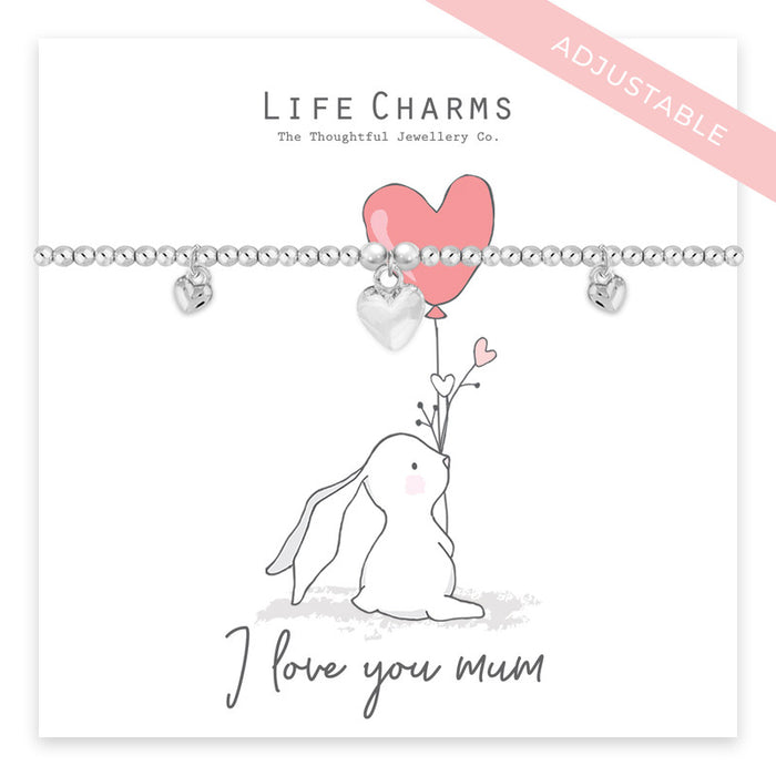 Life Charms Rosey Rabbits 'I love You Mum' Bracelet