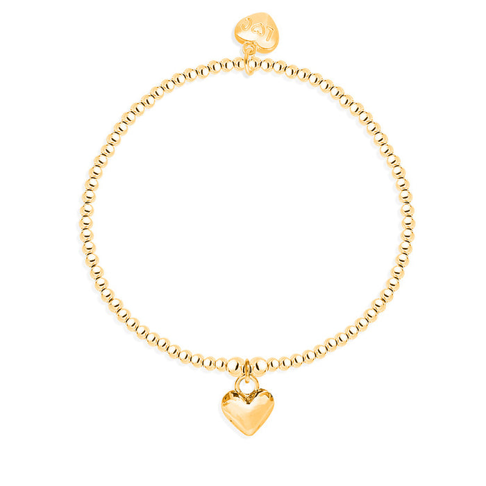 Life Charms Polished Puffed Heart Gold Bracelet