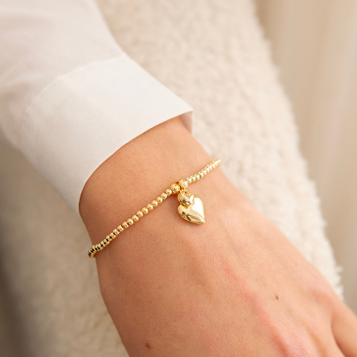 Life Charms Polished Puffed Heart Gold Bracelet