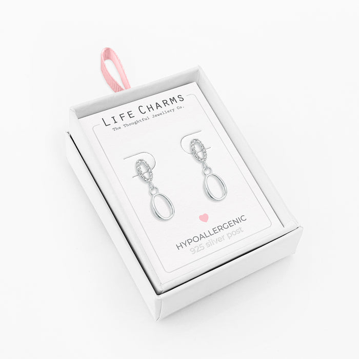 Life Charms Silver Drops Stud Earrings