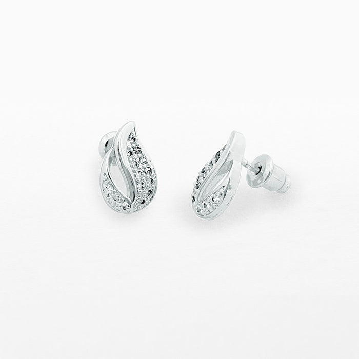 Life Charms Diamond Silver Drop Stud Earrings