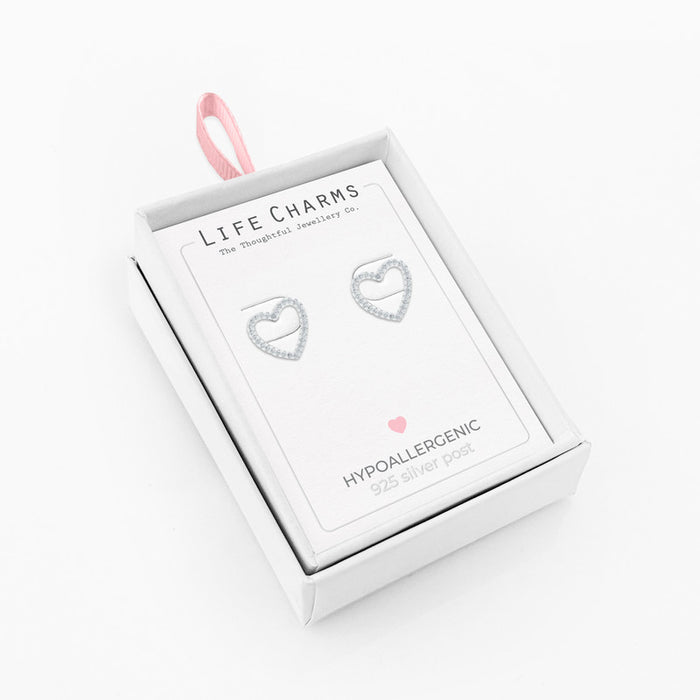 Life Charms Open Heart Silver Studs