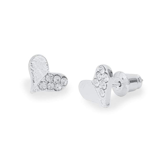 Life Charms Sparkly Heart Silver Studs