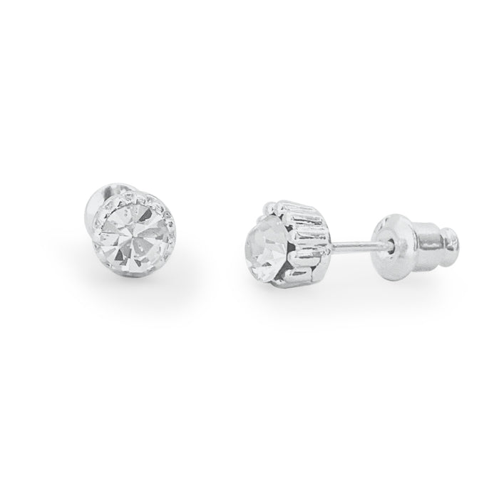 Life Charms Diamond Crystal Silver Stud Earrings