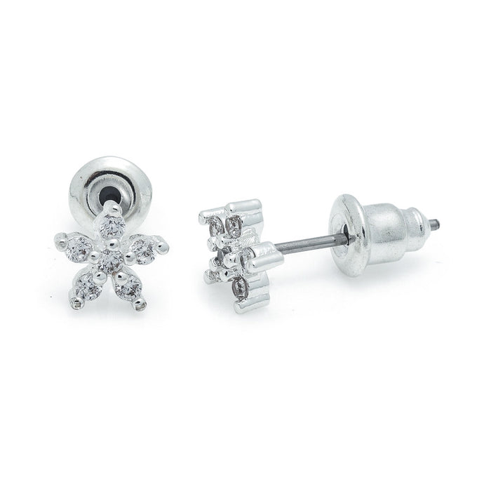 Life Charms Moonstar Flower Silver Studs