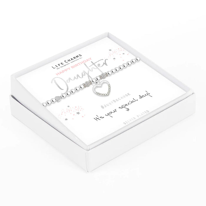 Life Charms Silver Happy Birthday Daughter Bracelet