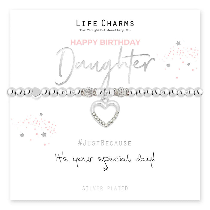 Life Charms Silver Happy Birthday Daughter Bracelet