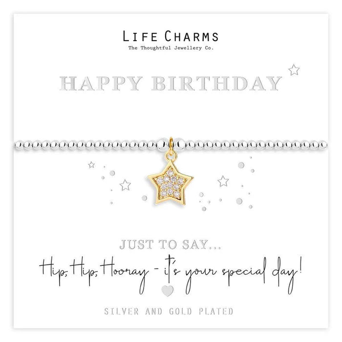 Life Charms Just To Say Happy Birthday Gold Star Charm Bracelet