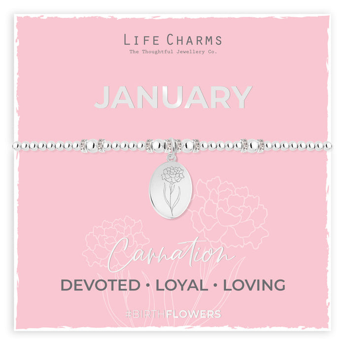 Life Charms Silver Birth Flower January Bracelet