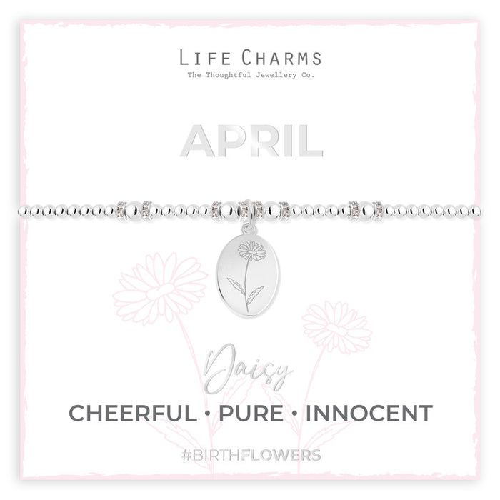 Life Charms Silver Birth Flower April Bracelet