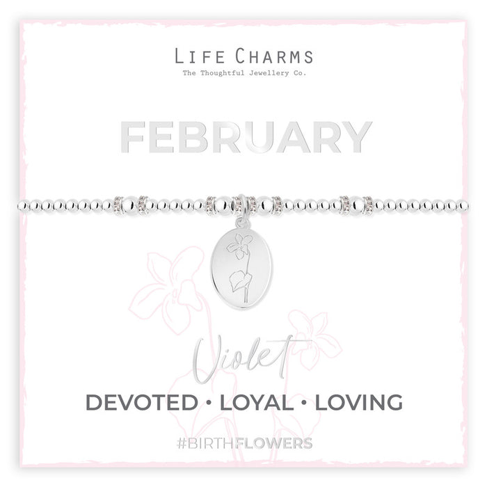 Life Charms Silver Birth Flower February Bracelet