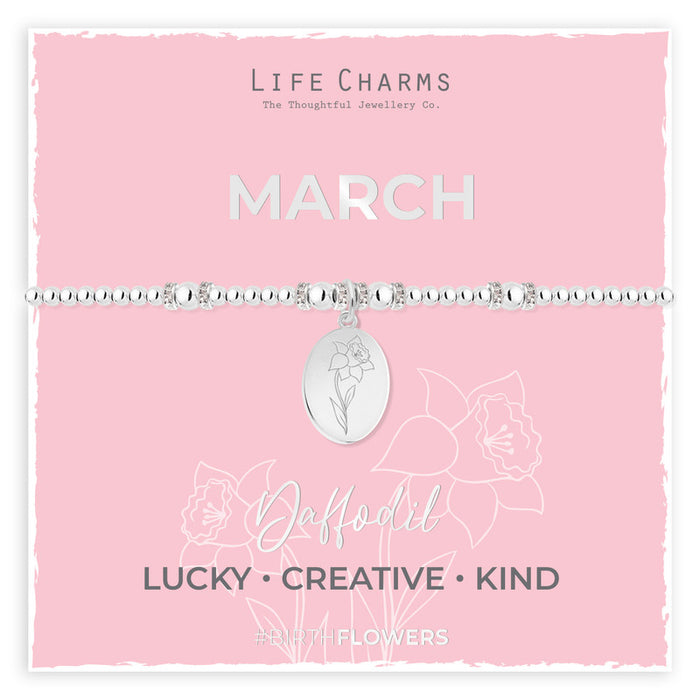 Life Charms Silver Birth Flower March Bracelet