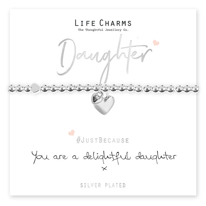 Life Charms Silver Delightful Daughter Heart Bracelet