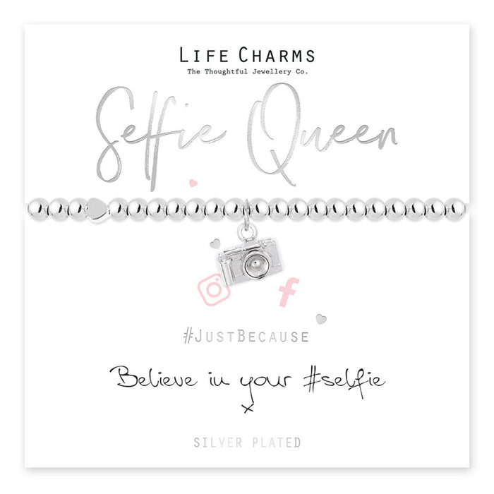 Life Charms Silver Selfie Queen Bracelet