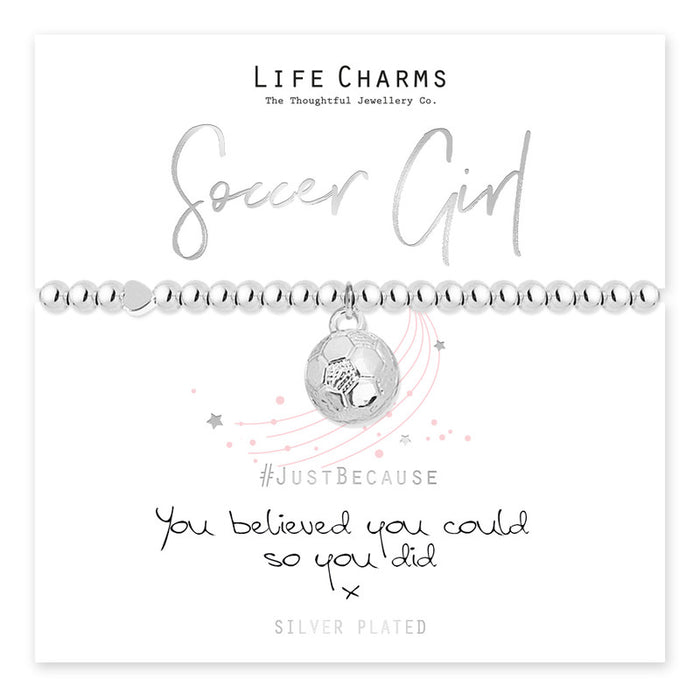 Life Charms Silver Soccer Girl Bracelet