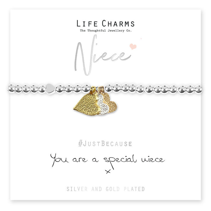 Life Charms Silver Special Niece Hearts Bracelet