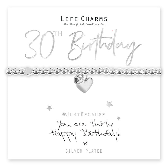 Life Charms Silver You Are 30 Heart Bracelet