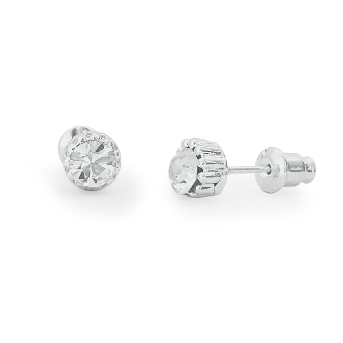 Life Charms Diamond Crystal Silver Stud Earrings