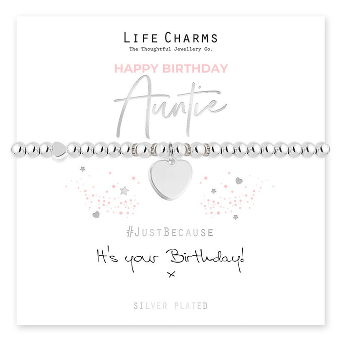 Life Charms Silver Happy Birthday Auntie Bracelet