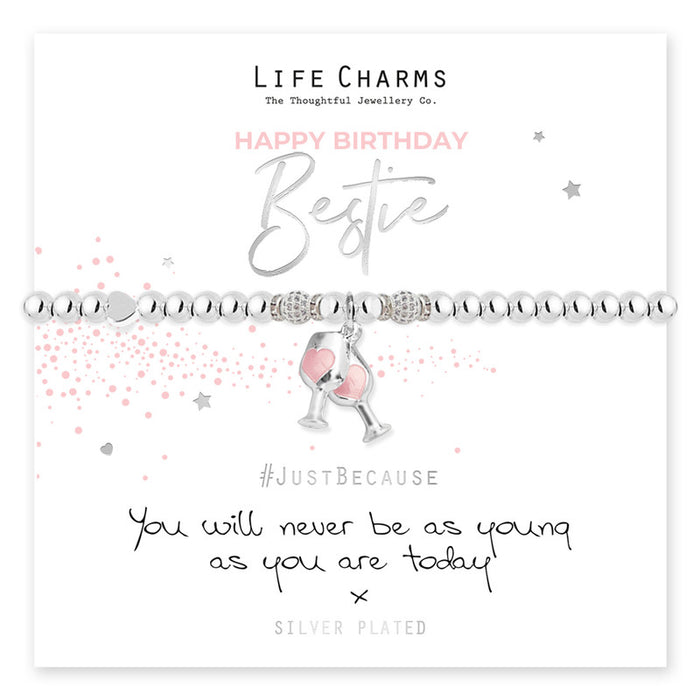 Life Charms Silver Happy Birthday Bestie Bracelet