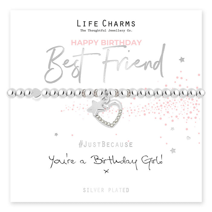 Life Charms Silver Happy Birthday Best Friend Bracelet