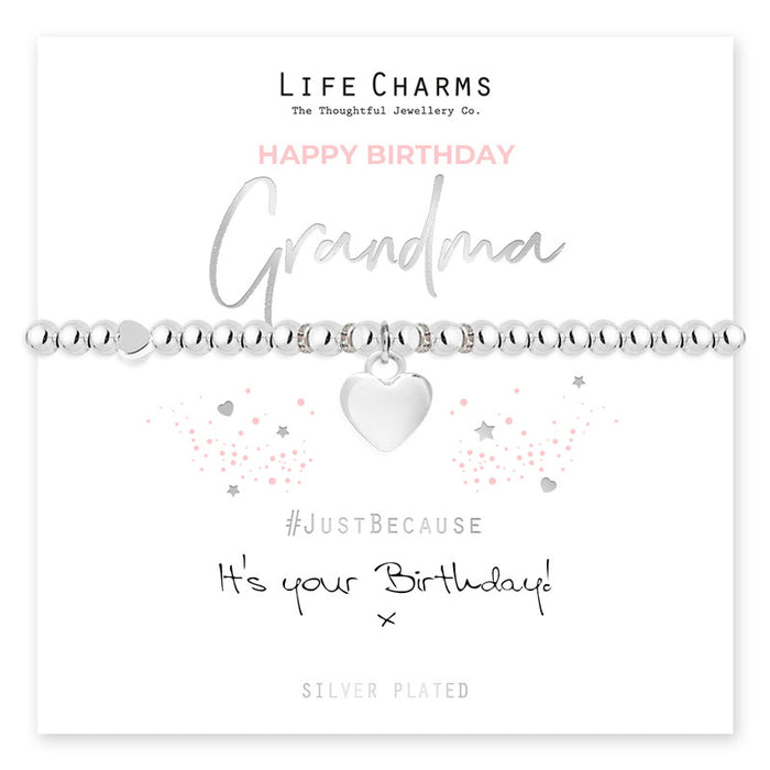 Life Charms Silver Happy Birthday Grandma Bracelet