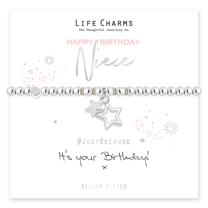 Life Charms Silver Happy Birthday Niece Bracelet