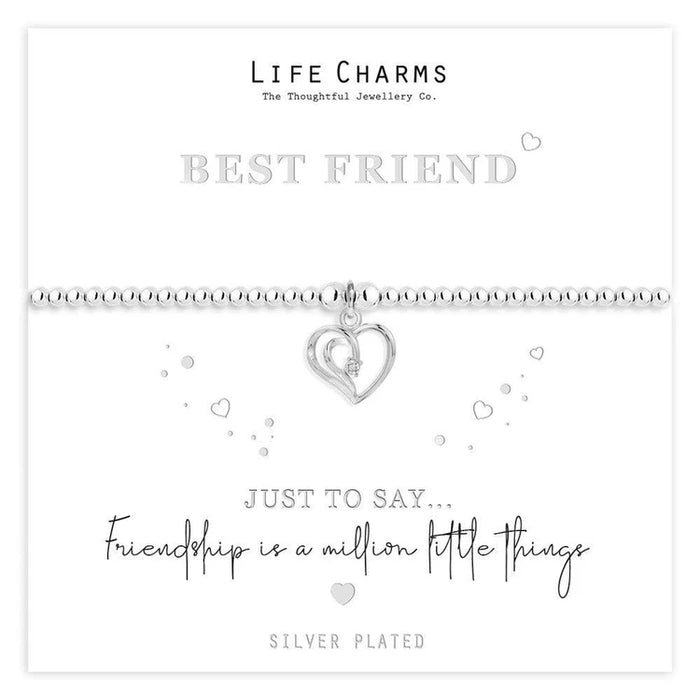 Life Charms Silver Just To Say Best Friend Heart Charm Bracelet