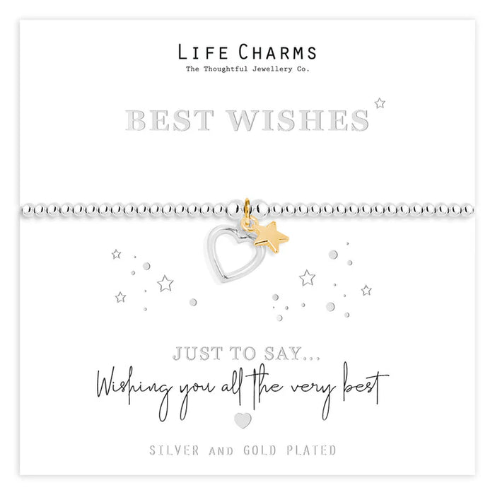 Life Charms Silver Just To Say Best Wishes Heart Charm Bracelet