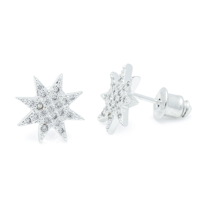 Life Charms Sunburst Silver Stud Earrings