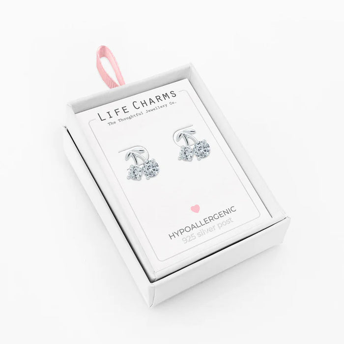 Life Charms Cherry Drops Silver Studs