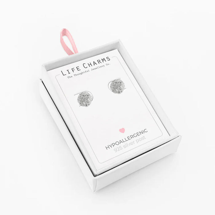 Life Charms Crystal Disco Ball Silver Studs