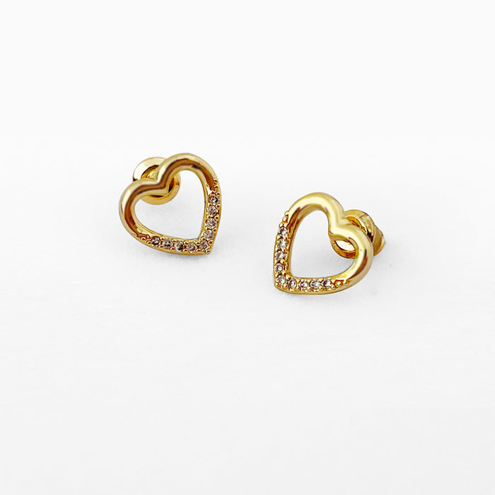 Life Charms Open Heart Gold Studs